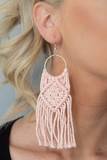 Macramé Rainbow Pink Earrings