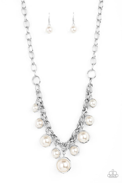 Revolving Refinement Necklace and Orbiting Opulence Bracelet - White