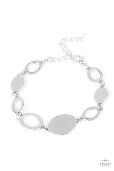 Working Oval time Silver and Oval and Out Silver Bracelet Set