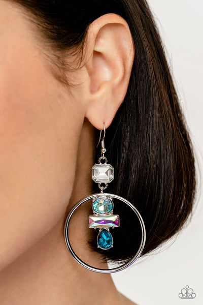 Geometric Glam - Blue Iridescent Earrings - Life Of The Party