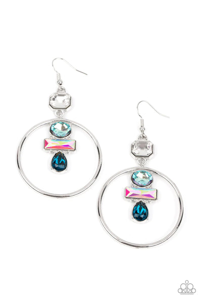 Geometric Glam - Blue Iridescent Earrings - Life Of The Party