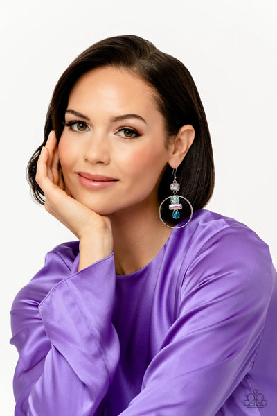 Geometric Glam - Blue Iridescent Earrings - Life Of The Party