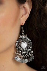 Rural Rhythm White Earrings